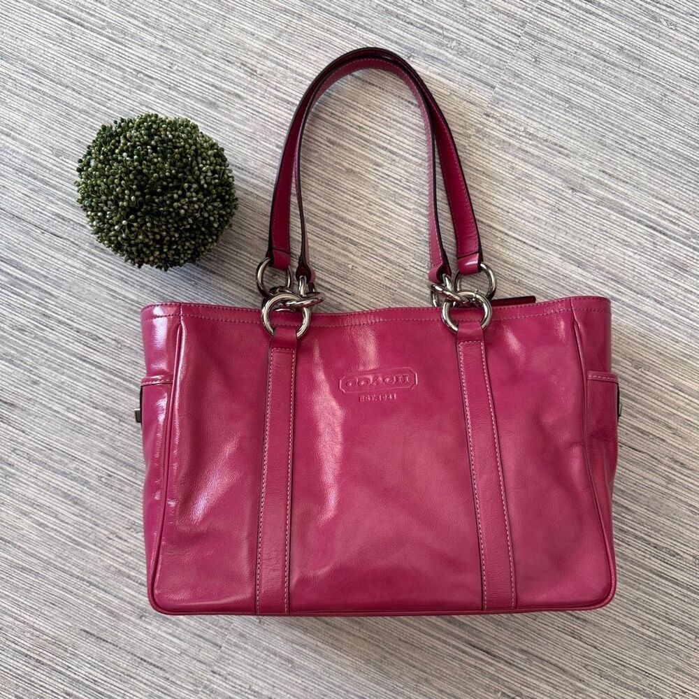 Coach Vintage Y2K East West Gallery Patent Leather Tote Bag Pink F12839